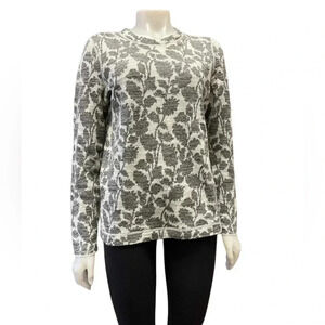 Loft Wool Blend Leaves Long Sleeve Crewneck Sweater Size Large